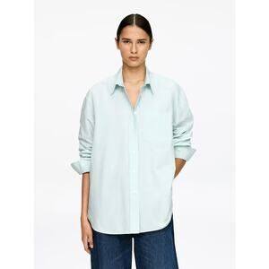 ARKET Cotton Button-Up Shirt Light Turquoise L NWT